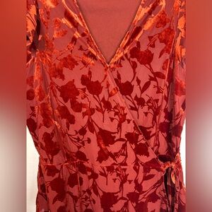 Banana Republic‎ Burnout Velvet Wrap Top XS Muir Wood Holiday Sexy Romantic 0785